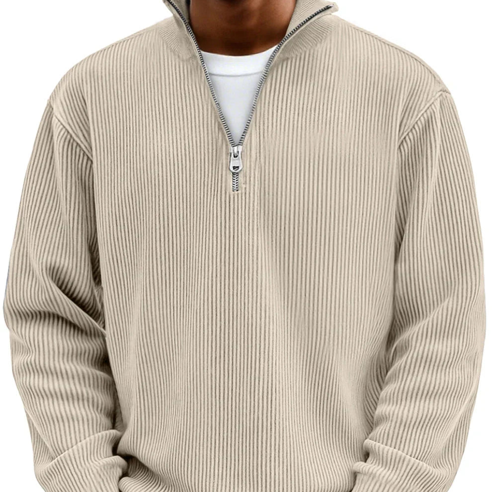 Pull col zippé en maille structurée