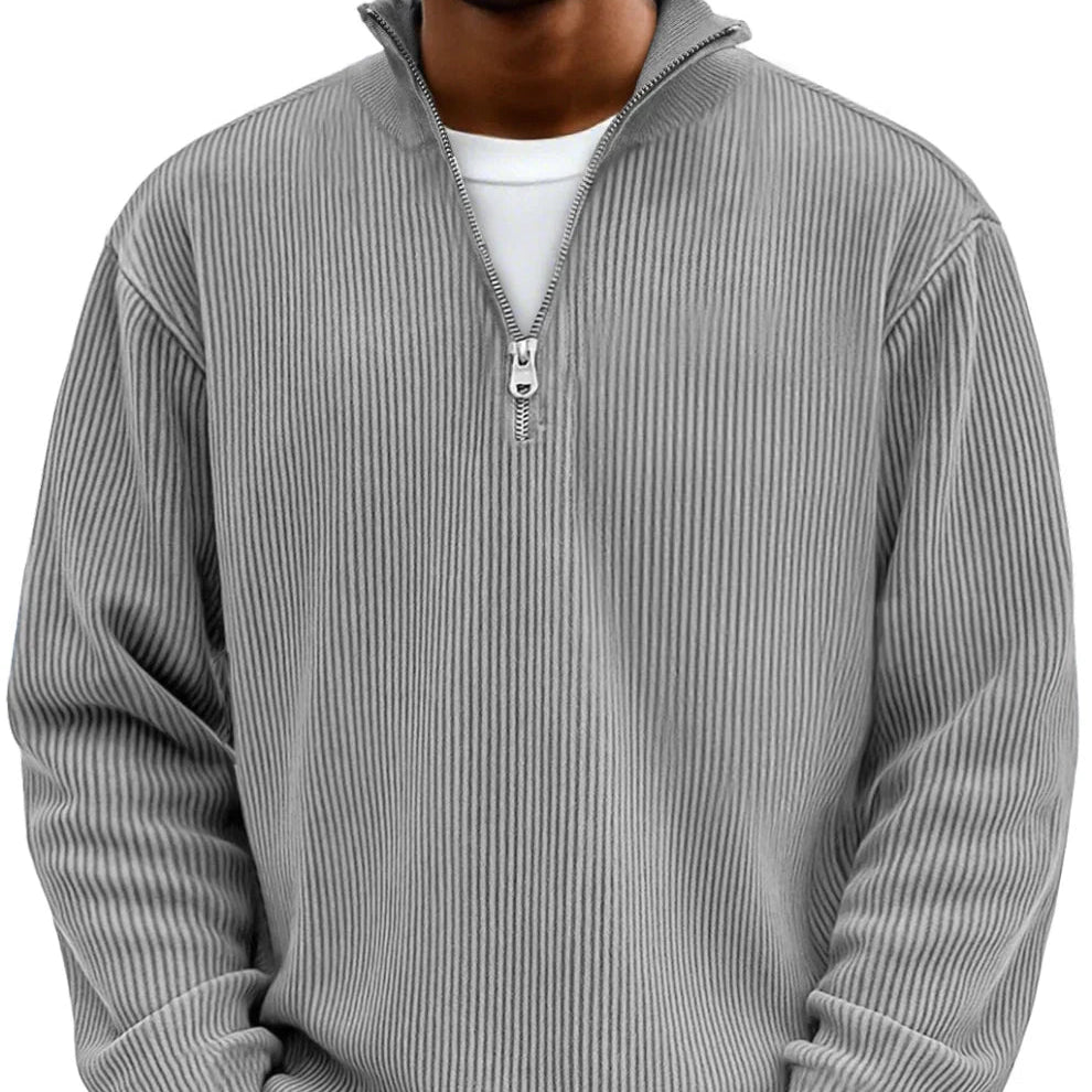 Pull col zippé en maille structurée
