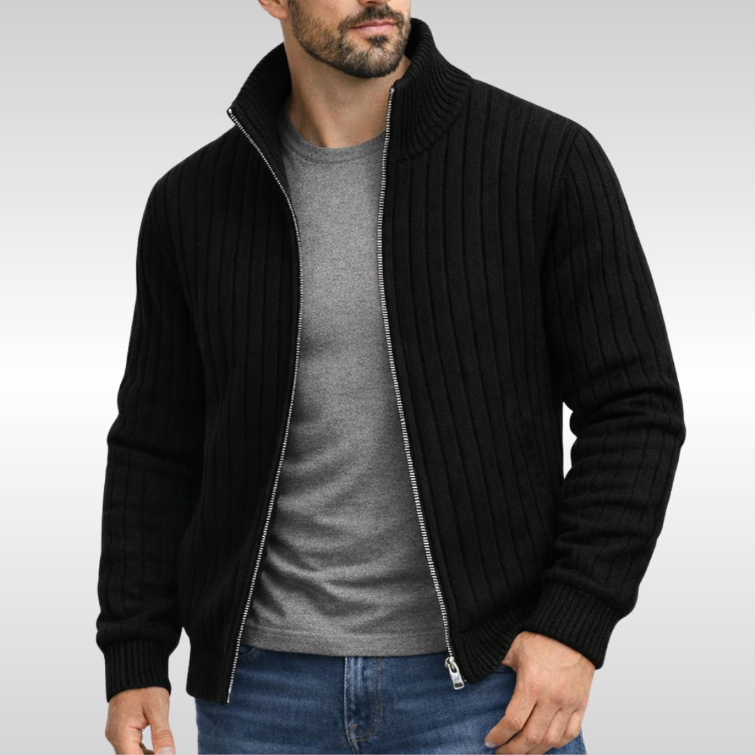 Gilet zippé en maille côtelée