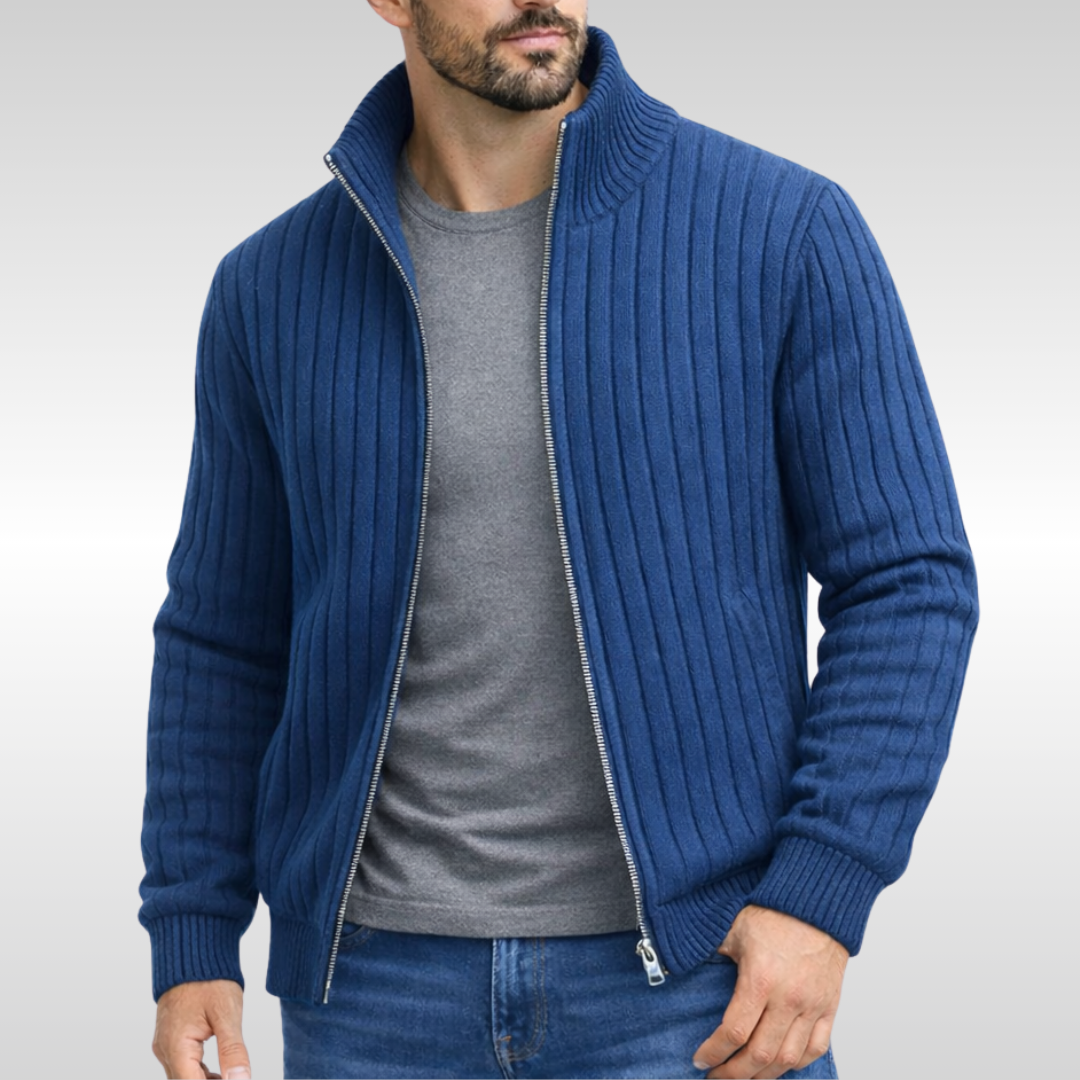 Gilet zippé en maille côtelée
