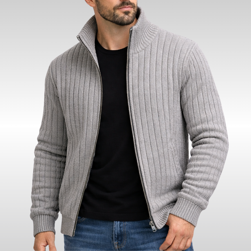 Gilet zippé en maille côtelée