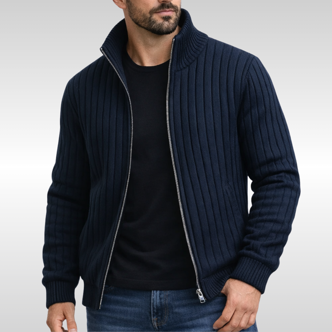 Gilet zippé en maille côtelée
