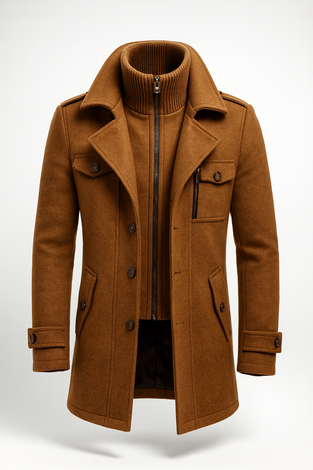 Manteau mi-long à plastron zippé