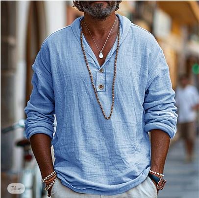 Chemise en lin manches longues coupe décontractée homme – Dieppe
