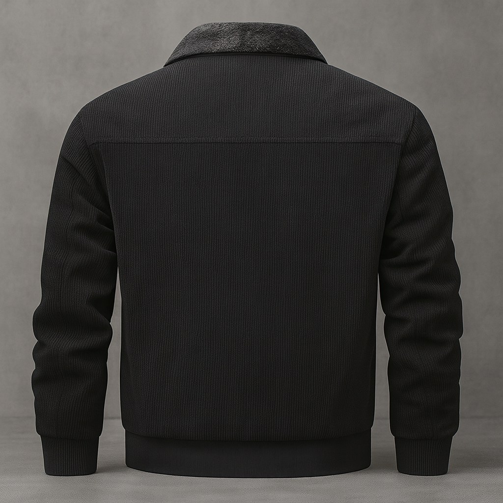 Blouson noir à col fausse fourrure