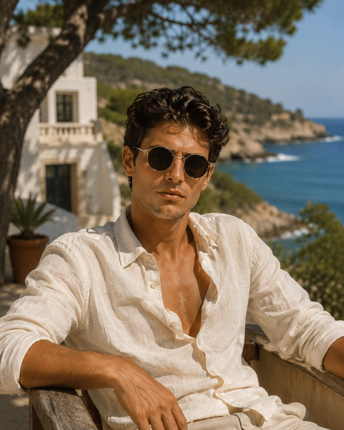 Lunettes de soleil rondes polarisées style vintage monture fine homme – Audenge