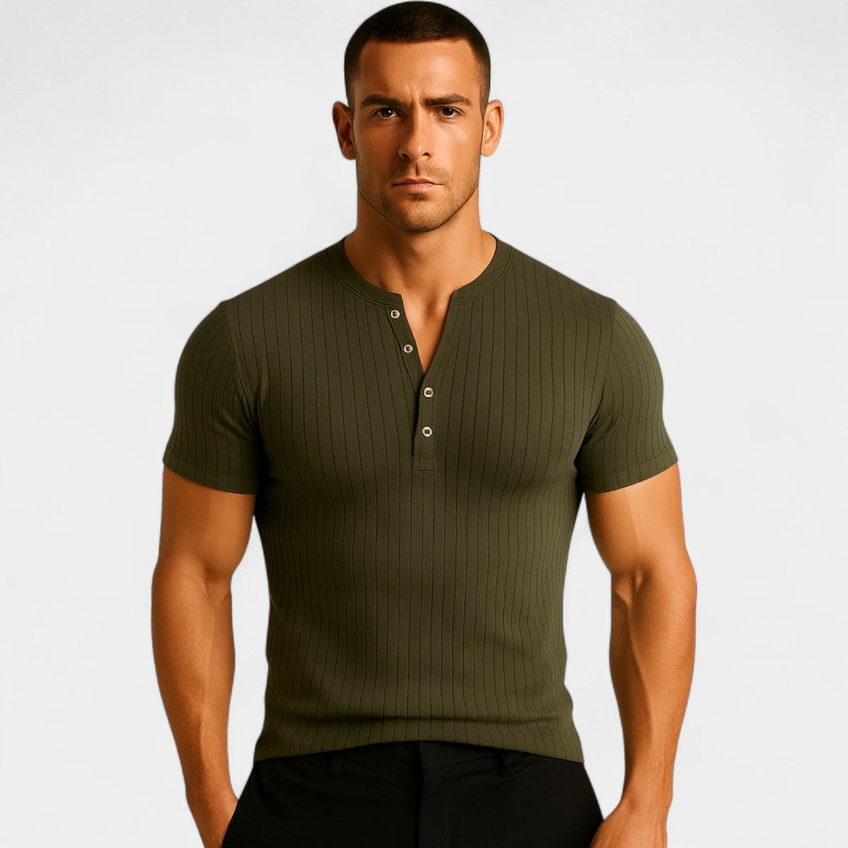 T-shirt en maille côtelée coupe ajustée à la finition soignée homme – Risoul