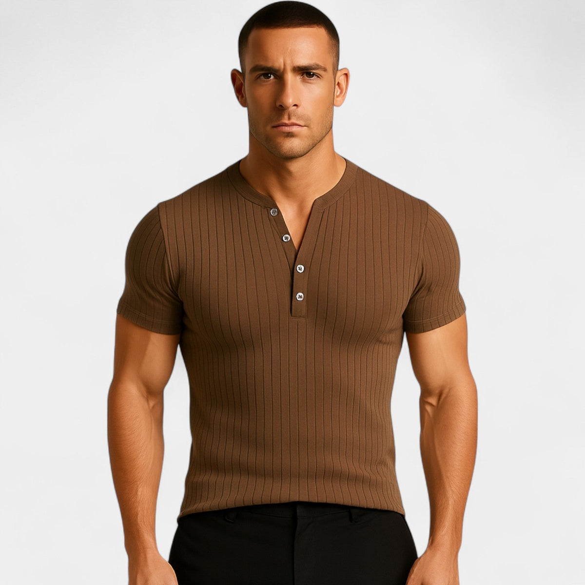 T-shirt en maille côtelée coupe ajustée à la finition soignée homme – Risoul