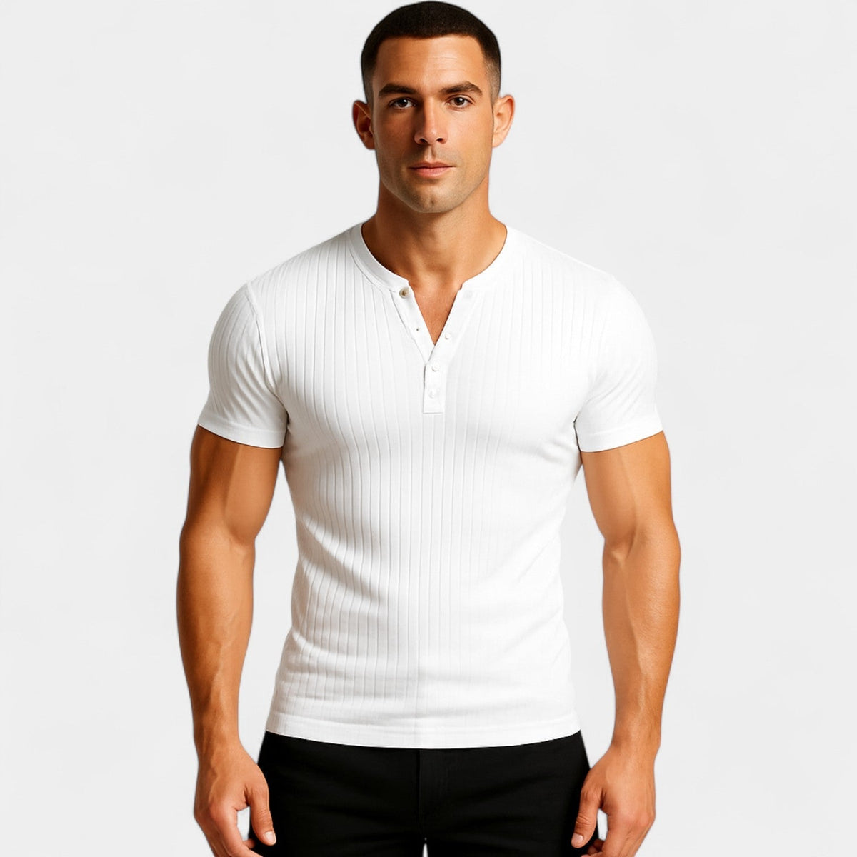 T-shirt en maille côtelée coupe ajustée à la finition soignée homme – Risoul