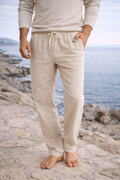 Pantalon en lin à cordon de serrage coupe décontractée côtière homme – Avranches