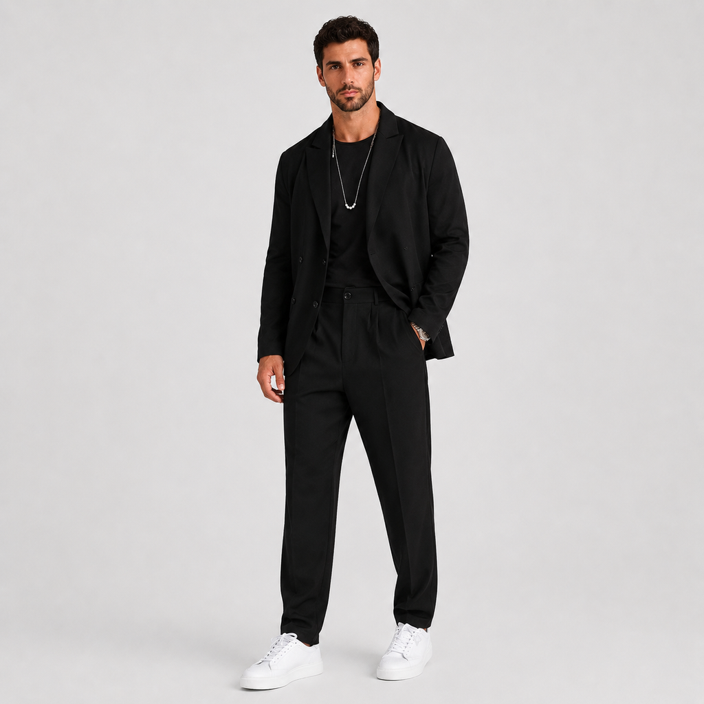 Ensemble deux pièces blazer à col classique et pantalon élégant homme – Dol