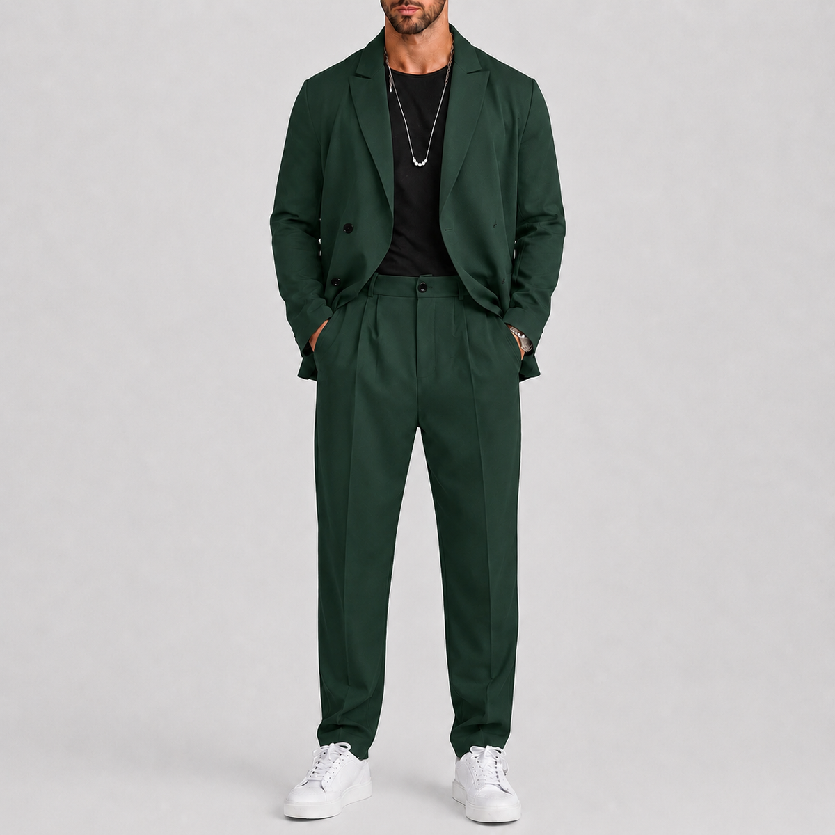 Ensemble deux pièces blazer à col classique et pantalon élégant homme – Dol