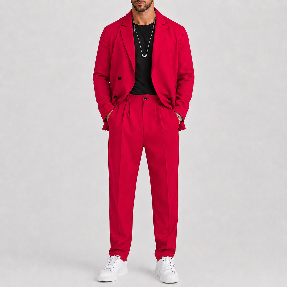 Ensemble deux pièces blazer à col classique et pantalon élégant homme – Dol