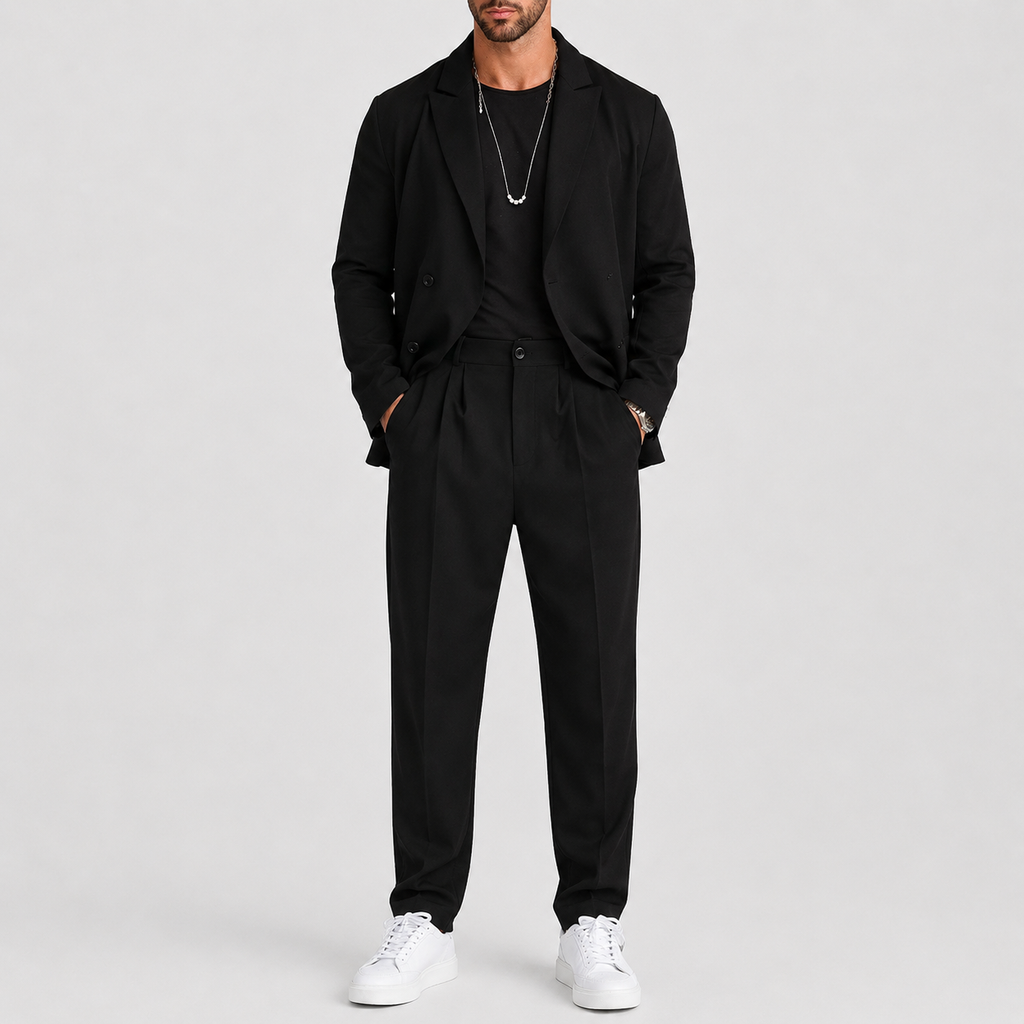 Ensemble deux pièces blazer à col classique et pantalon élégant homme – Dol