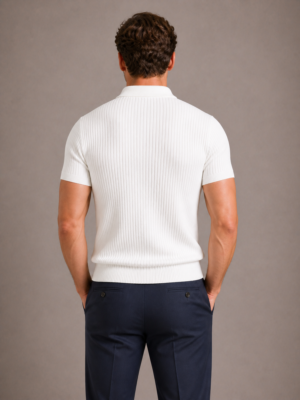 Polo zippé en maille côtelée coupe nette manches courtes style actuel homme – Saint-Cast