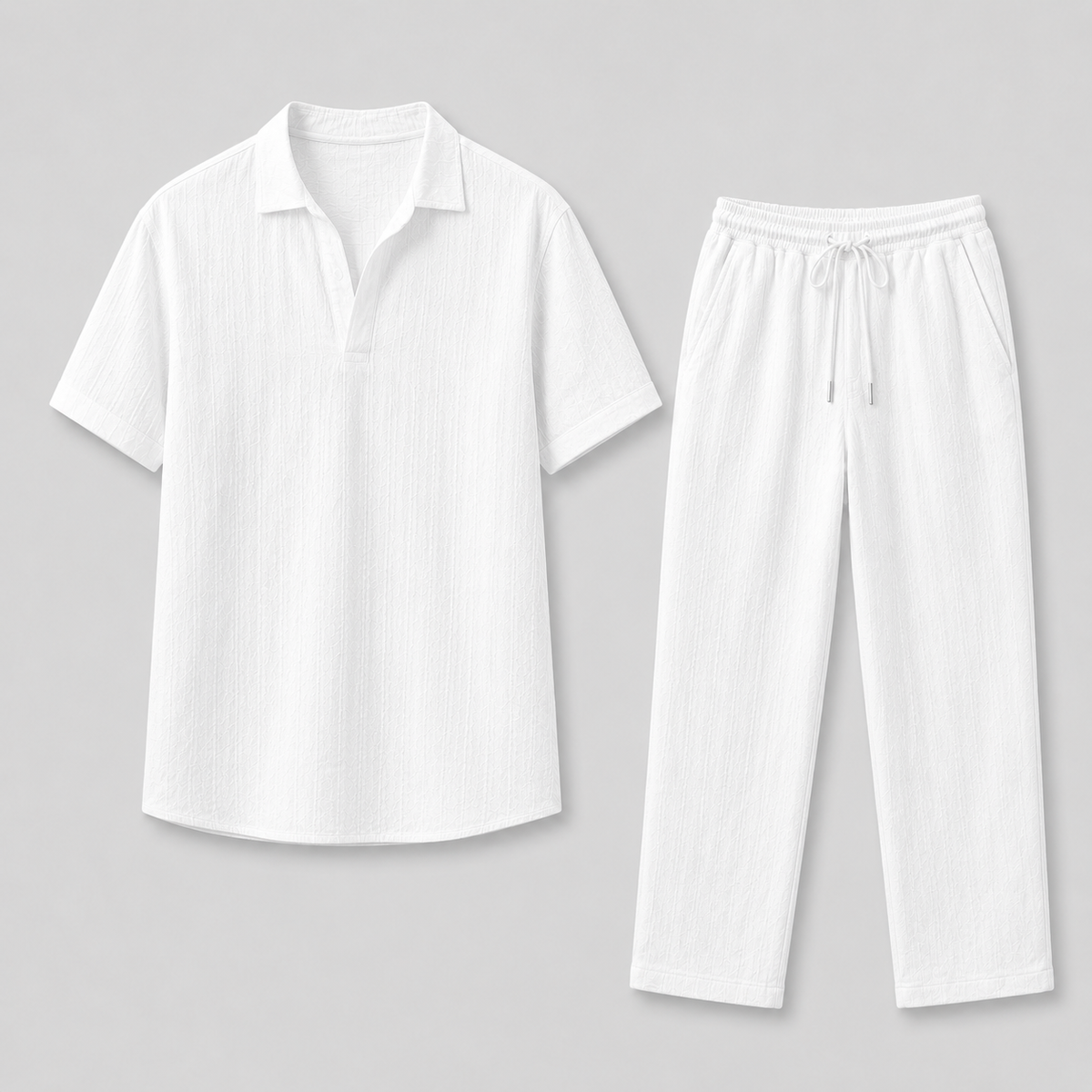 Ensemble en lin blanc chemise et pantalon au style intemporel homme – Javel