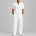 Ensemble en lin blanc chemise et pantalon au style intemporel homme – Javel