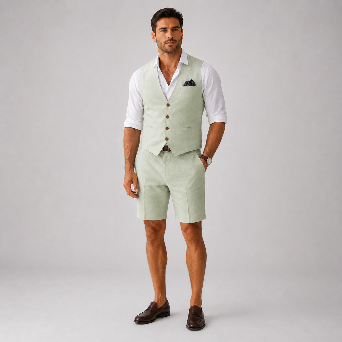 Ensemble en lin gilet et short au style intemporel homme – Exelmans
