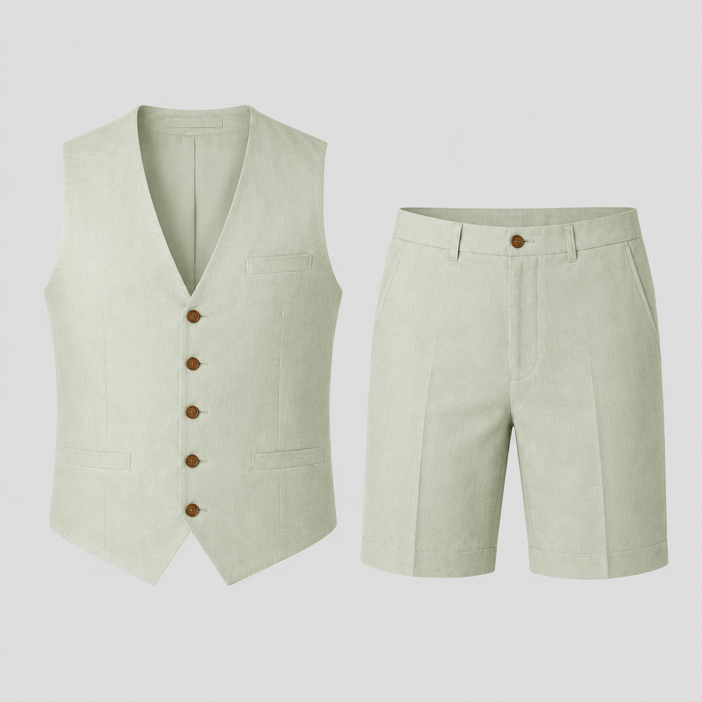 Ensemble en lin gilet et short au style intemporel homme – Exelmans