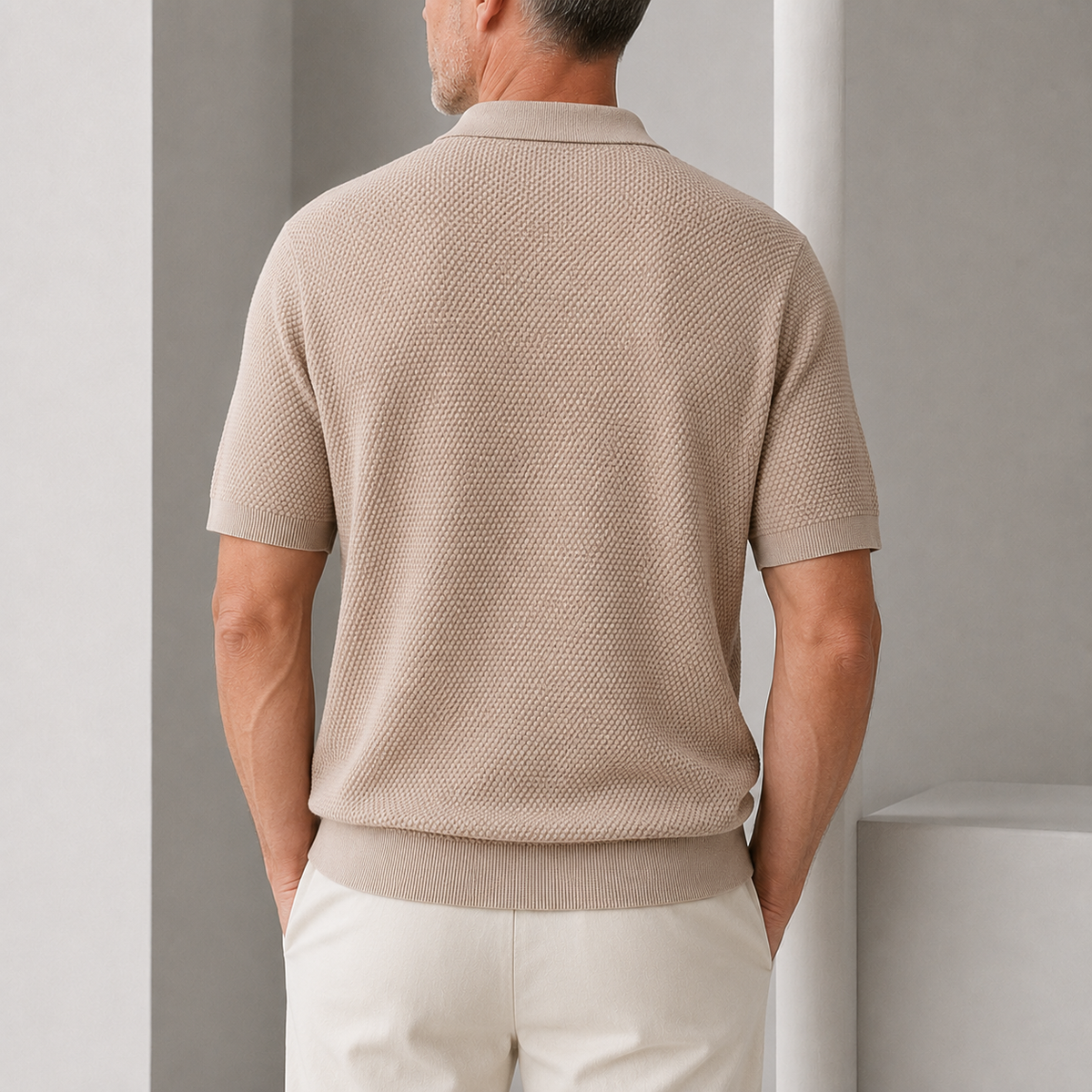 Polo ajusté à texture tissée