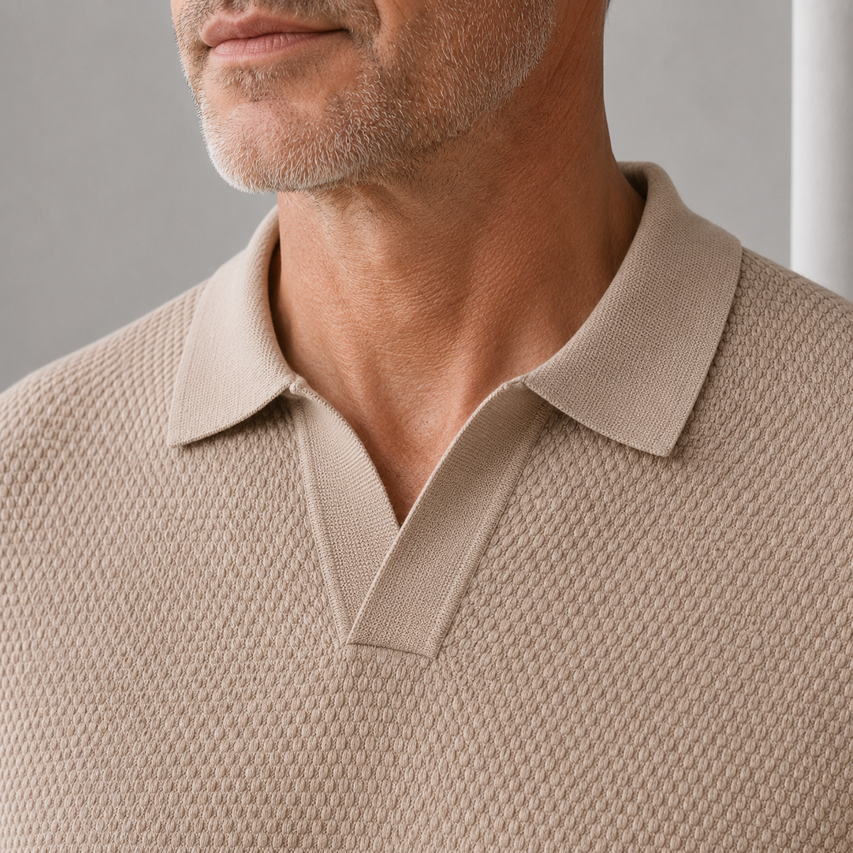 Polo ajusté à texture tissée