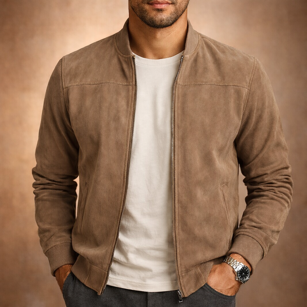 Blouson bomber effet daim léger mi-saison au style intemporel homme – Grenelle