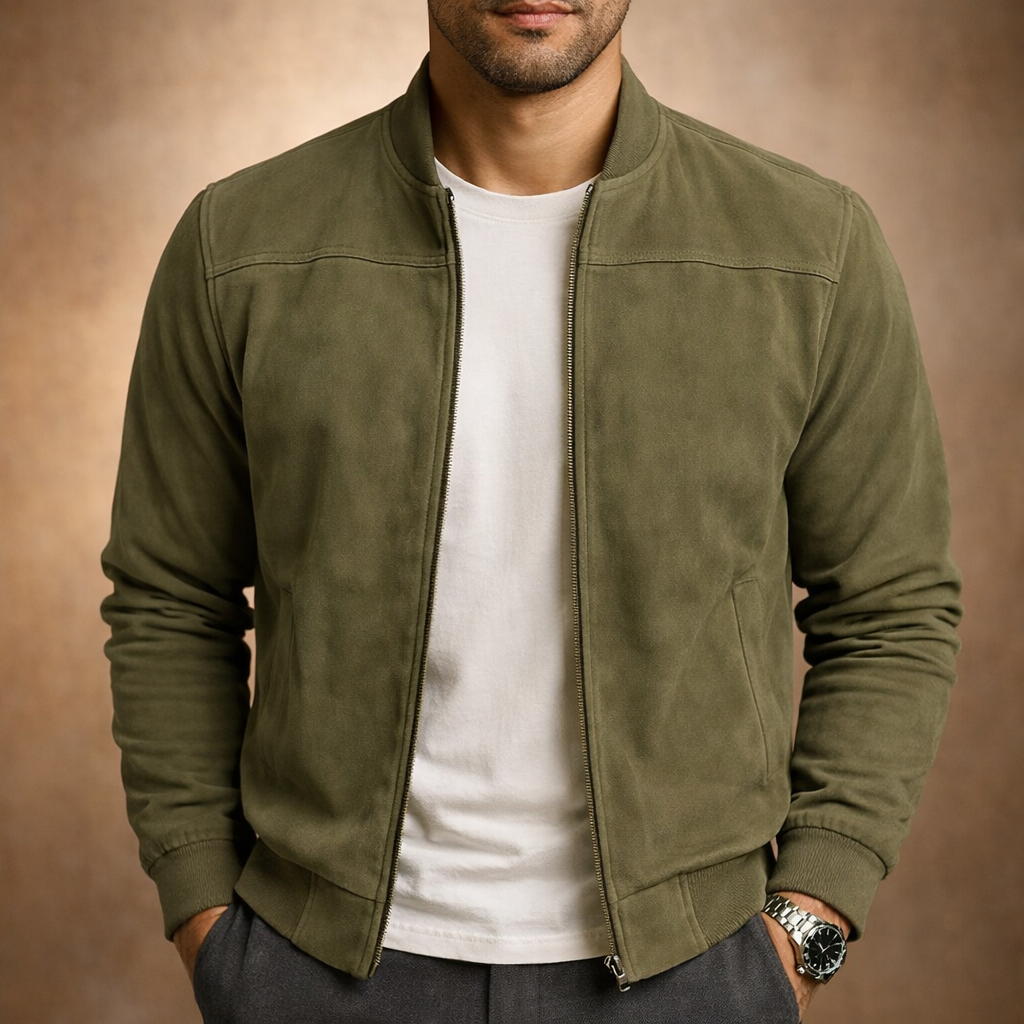 Blouson bomber effet daim léger mi-saison au style intemporel homme – Grenelle