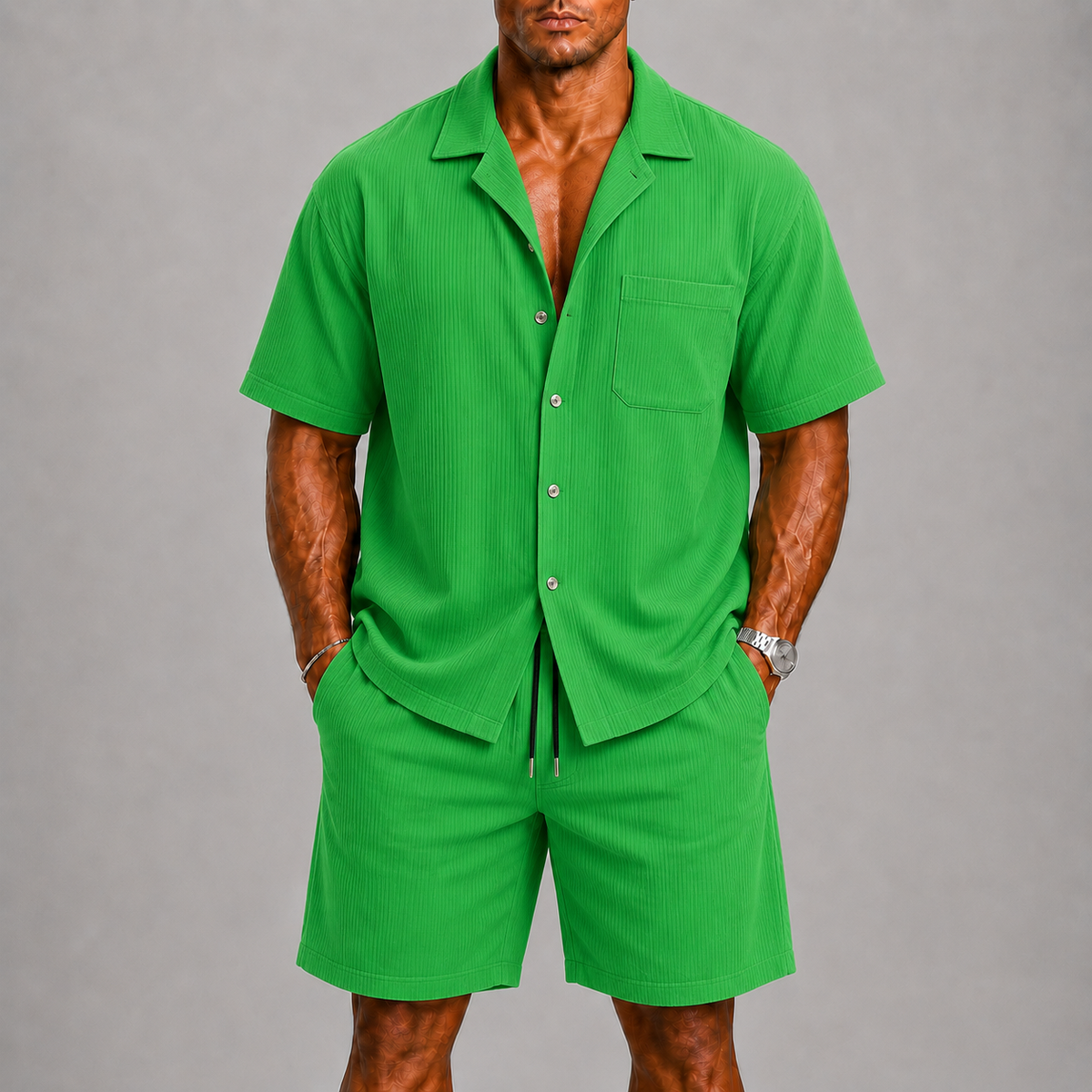 Ensemble chemise à manches courtes et short au style intemporel homme – Lamballe