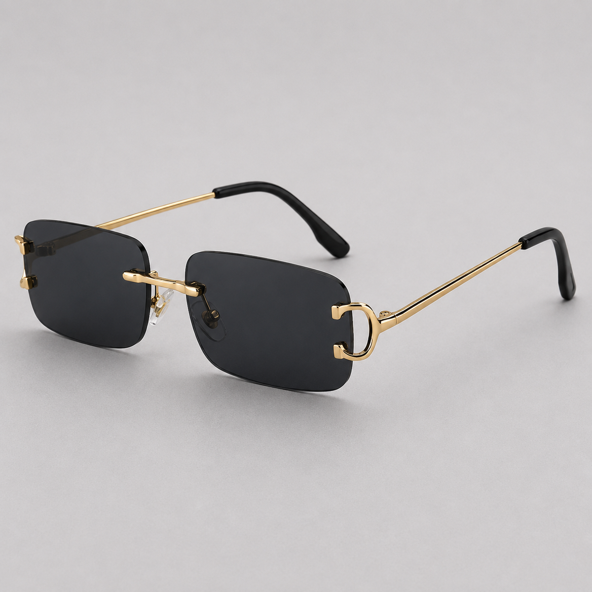 Lunettes de soleil sans monture verres dégradés rectangulaires monture métal homme – Jumièges