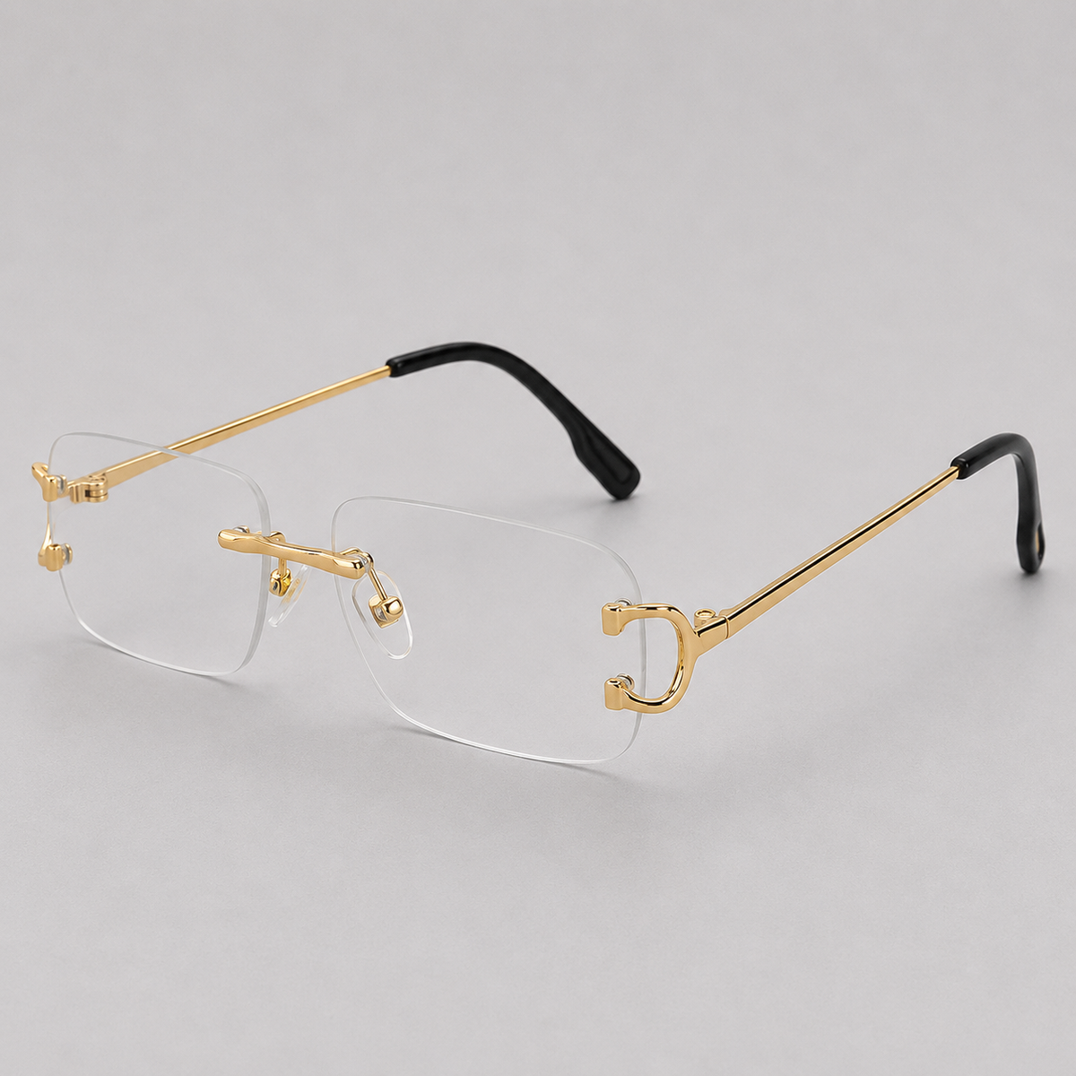 Lunettes de soleil sans monture verres dégradés rectangulaires monture métal homme – Jumièges