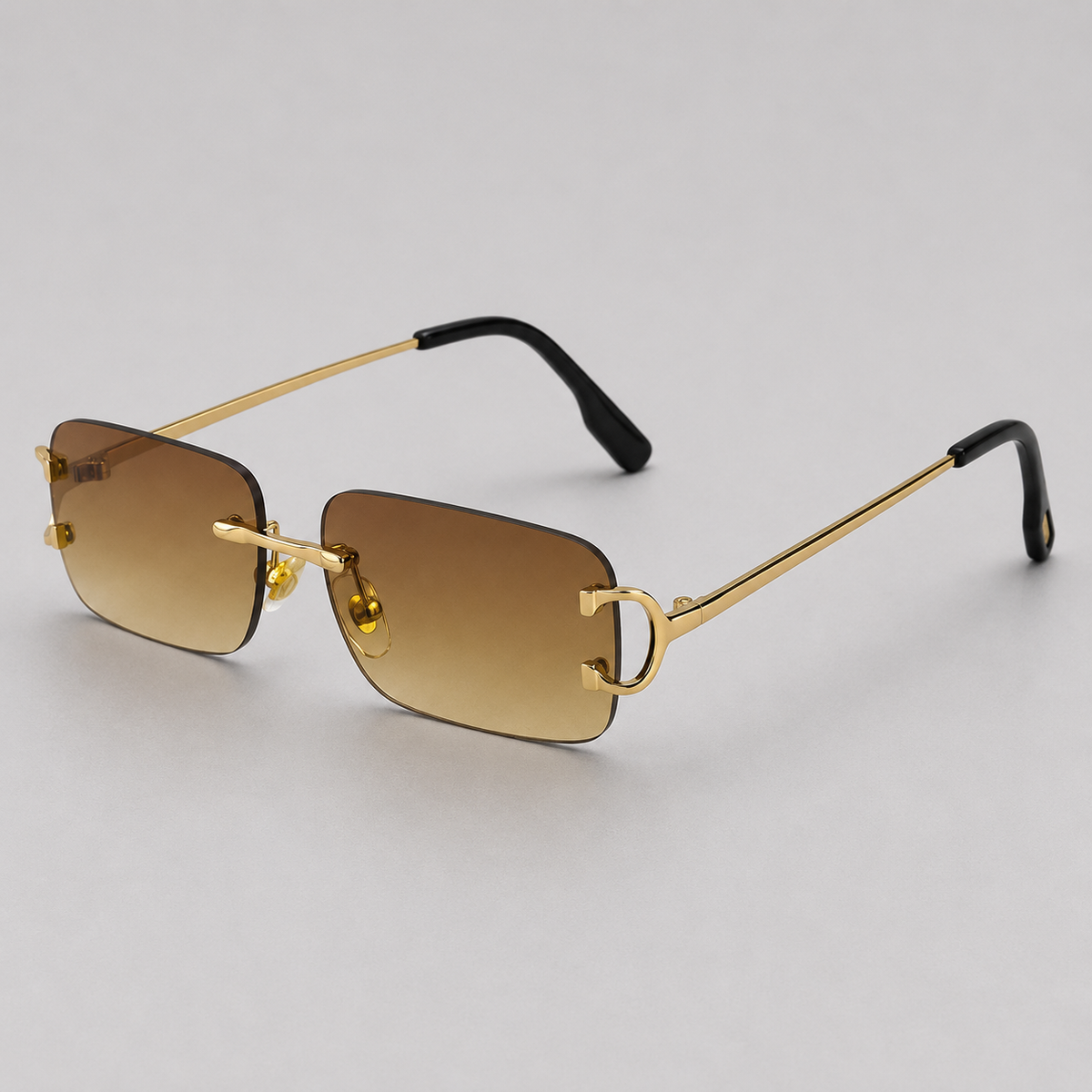 Lunettes de soleil sans monture verres dégradés rectangulaires monture métal homme – Jumièges