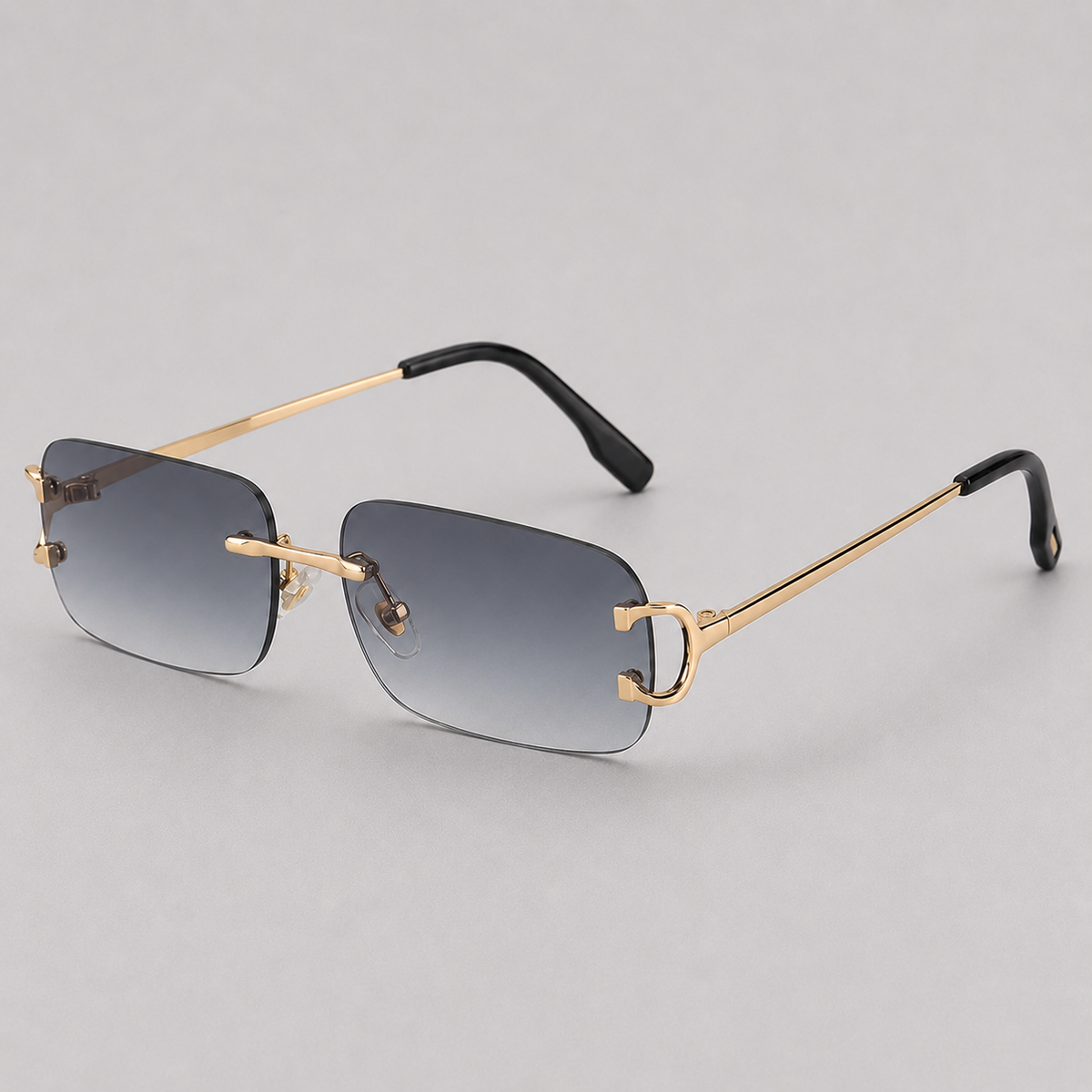 Lunettes de soleil sans monture verres dégradés rectangulaires monture métal homme – Jumièges