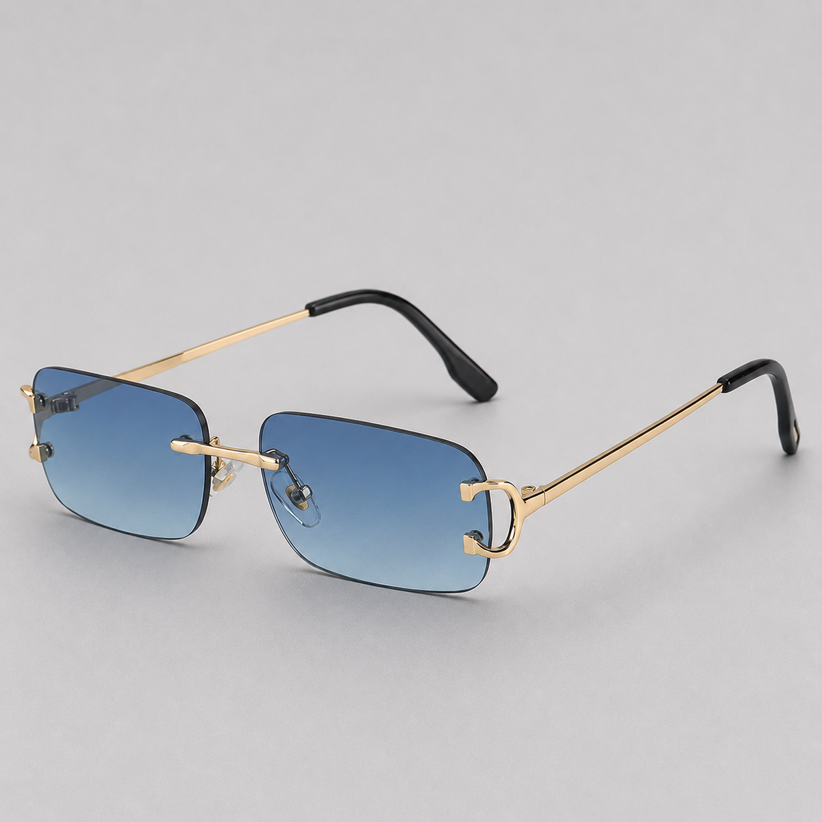 Lunettes de soleil sans monture verres dégradés rectangulaires monture métal homme – Jumièges