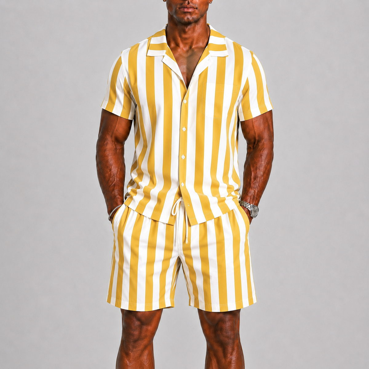 Ensemble T-shirt et short rayé manches courtes homme – Capbreton