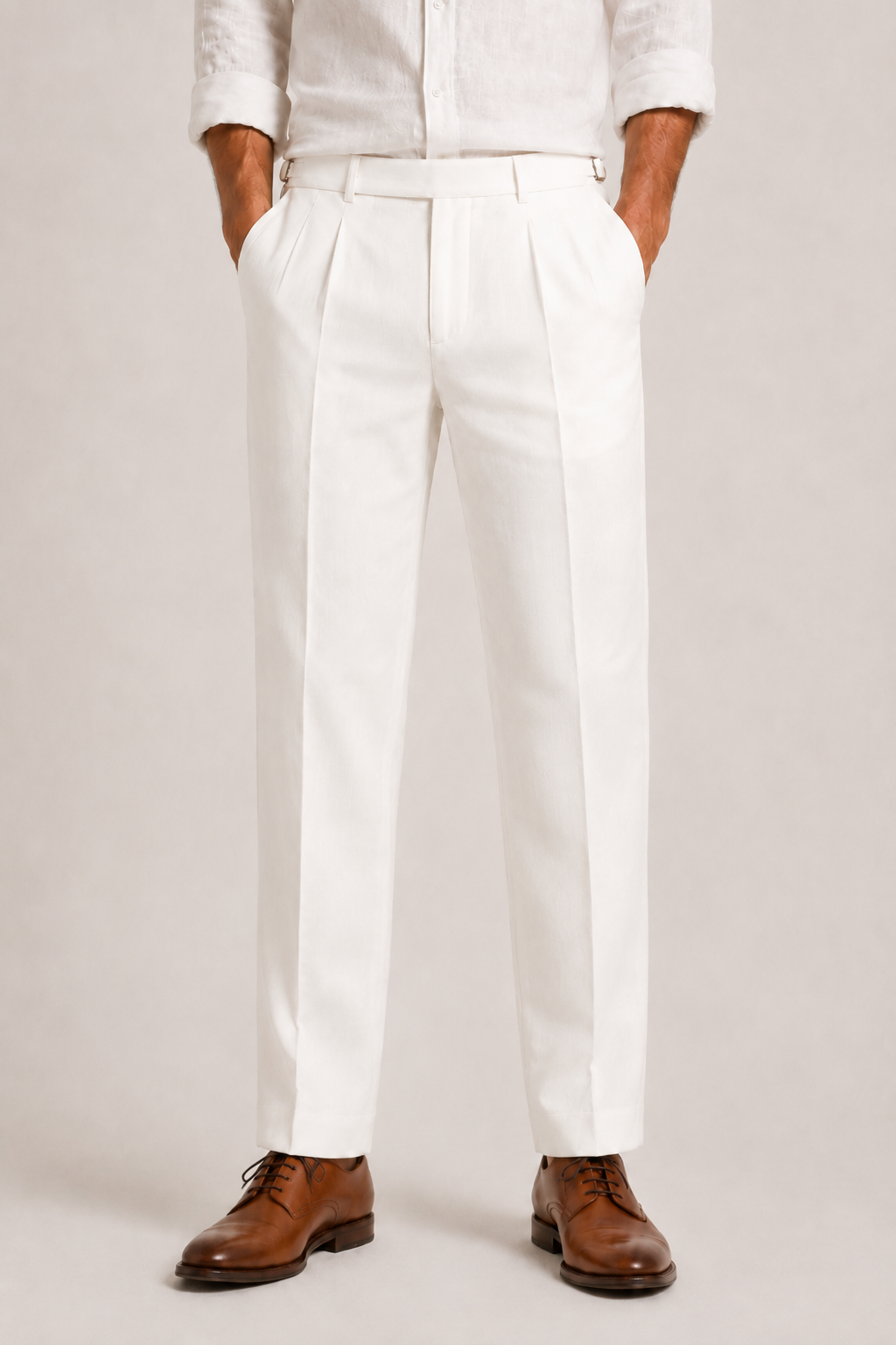 Pantalon en lin à double pli coupe droite pour l'été élégance naturelle homme – Hennebont