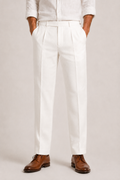 Pantalon en lin à double pli coupe droite pour l'été élégance naturelle homme – Hennebont