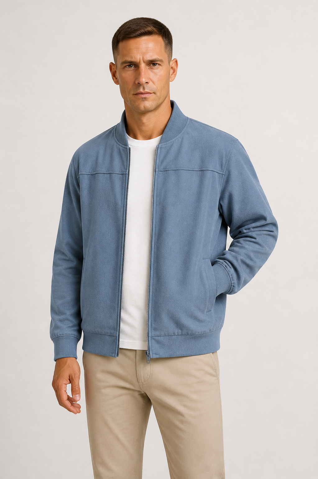 Bomber en suédine coupe ajustée au chic discret homme – Simiane