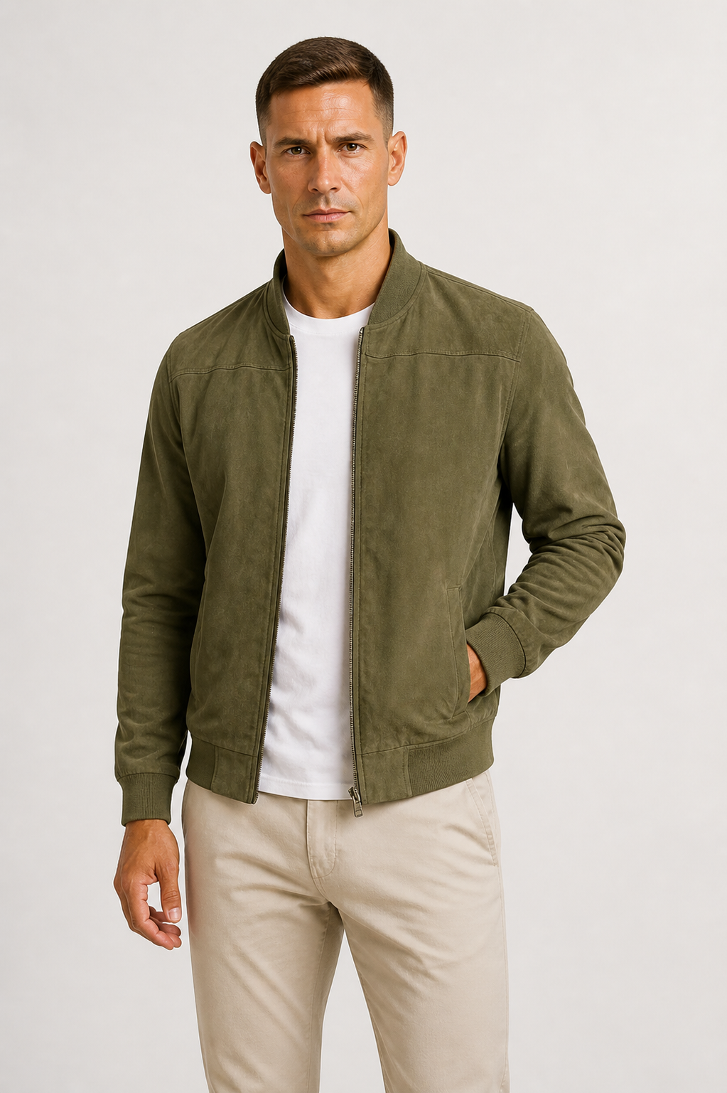 Bomber en suédine coupe ajustée au chic discret homme – Simiane
