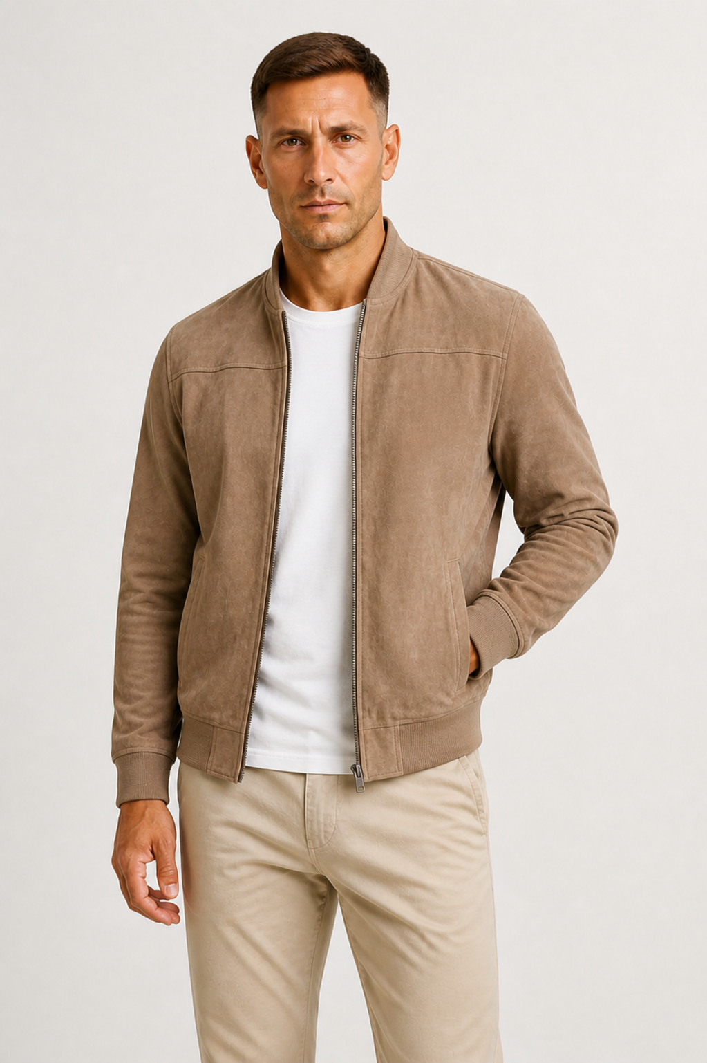 Bomber en suédine coupe ajustée au chic discret homme – Simiane