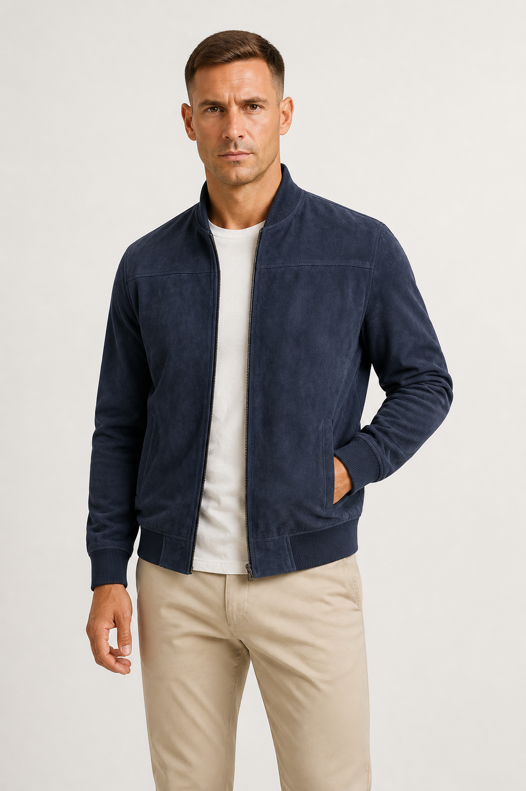 Bomber en suédine coupe ajustée au chic discret homme – Simiane