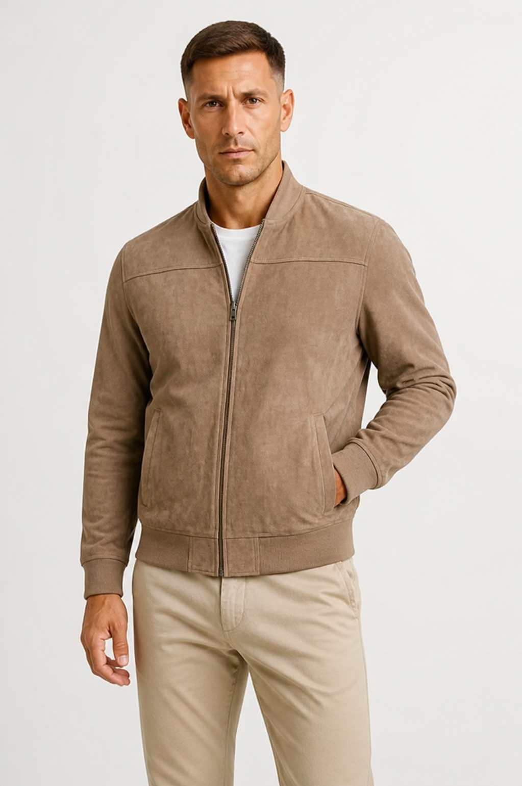 Bomber en suédine coupe ajustée au chic discret homme – Simiane