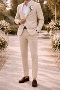 Costume deux pièces en mélange de lin coupe ajustée cérémonie mariage homme – Lauzerte