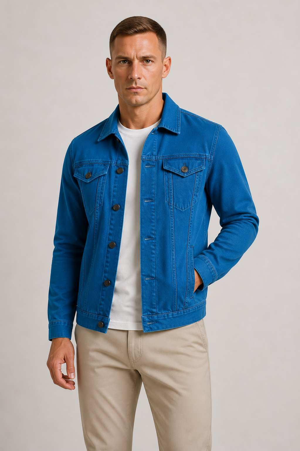 Veste en denim coupe nette pour la mi-saison homme – Sainte-Mère-Église