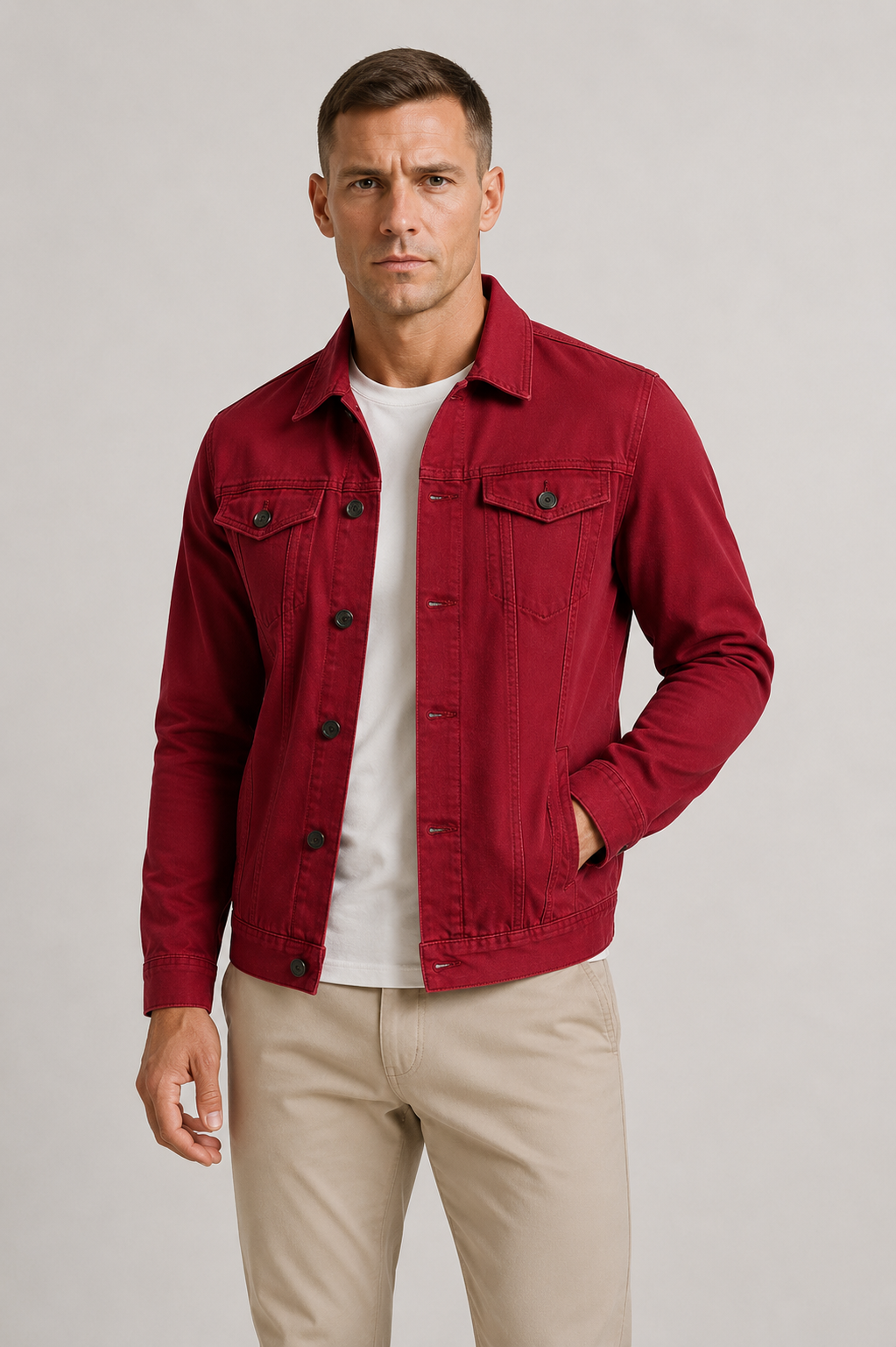 Veste en denim coupe nette pour la mi-saison homme – Sainte-Mère-Église