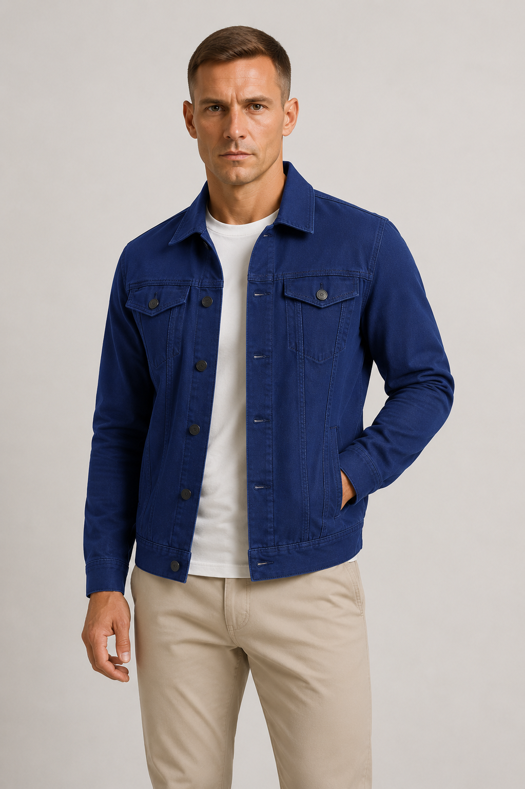 Veste en denim coupe nette pour la mi-saison homme – Sainte-Mère-Église