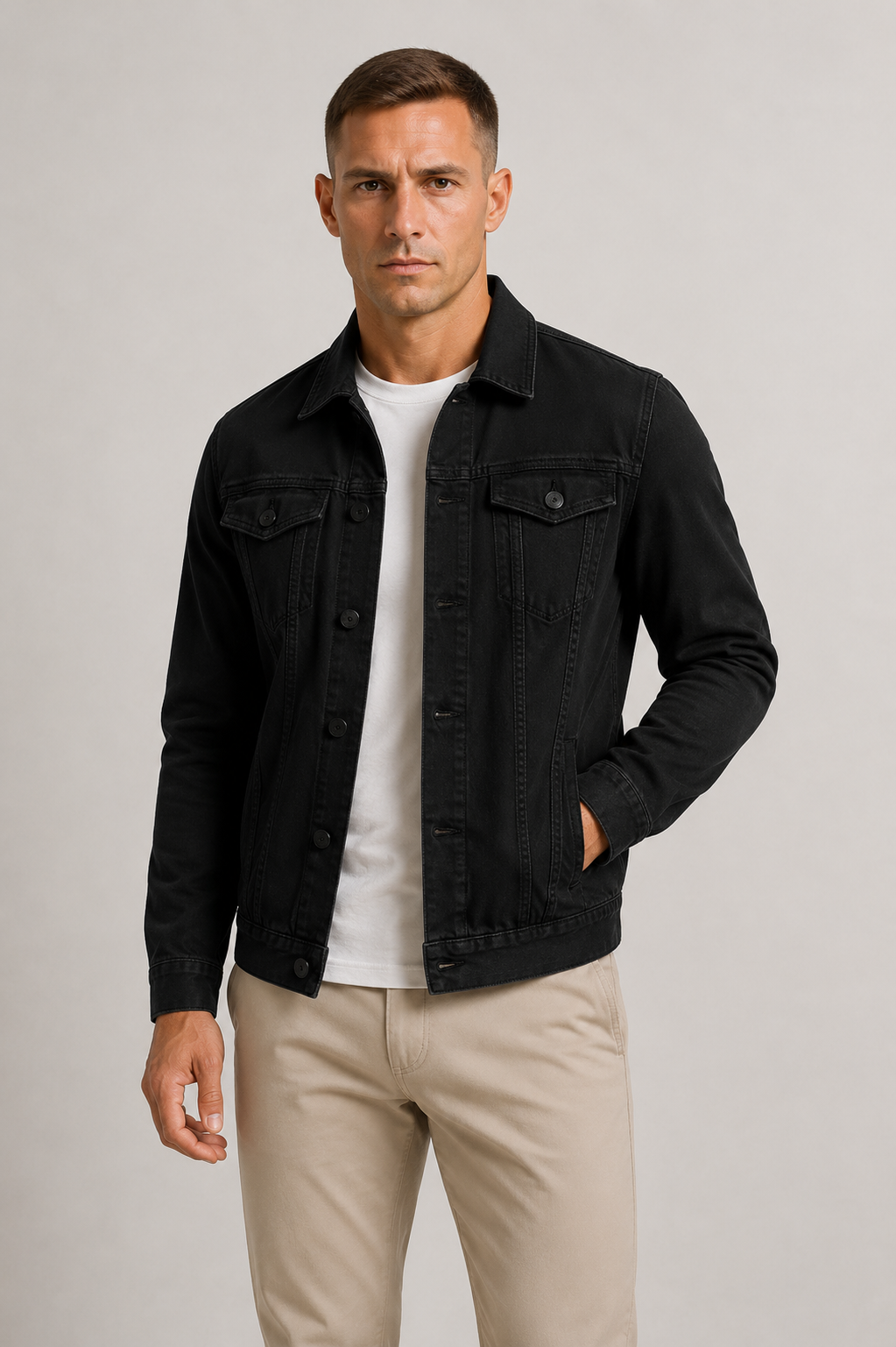 Veste en denim coupe nette pour la mi-saison homme – Sainte-Mère-Église