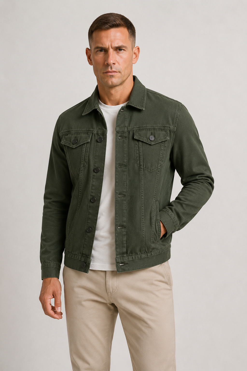 Veste en denim coupe nette pour la mi-saison homme – Sainte-Mère-Église