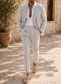 Costume de mariage à double boutonnage et rayures fines coupe tailleur homme – Camblanes