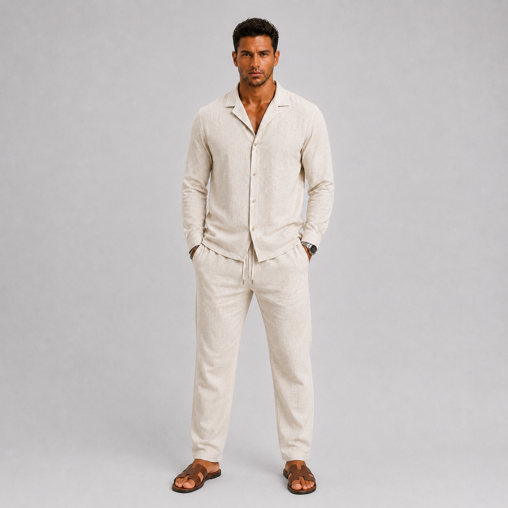Ensemble chemise col cubain et pantalon en lin homme – Raspail