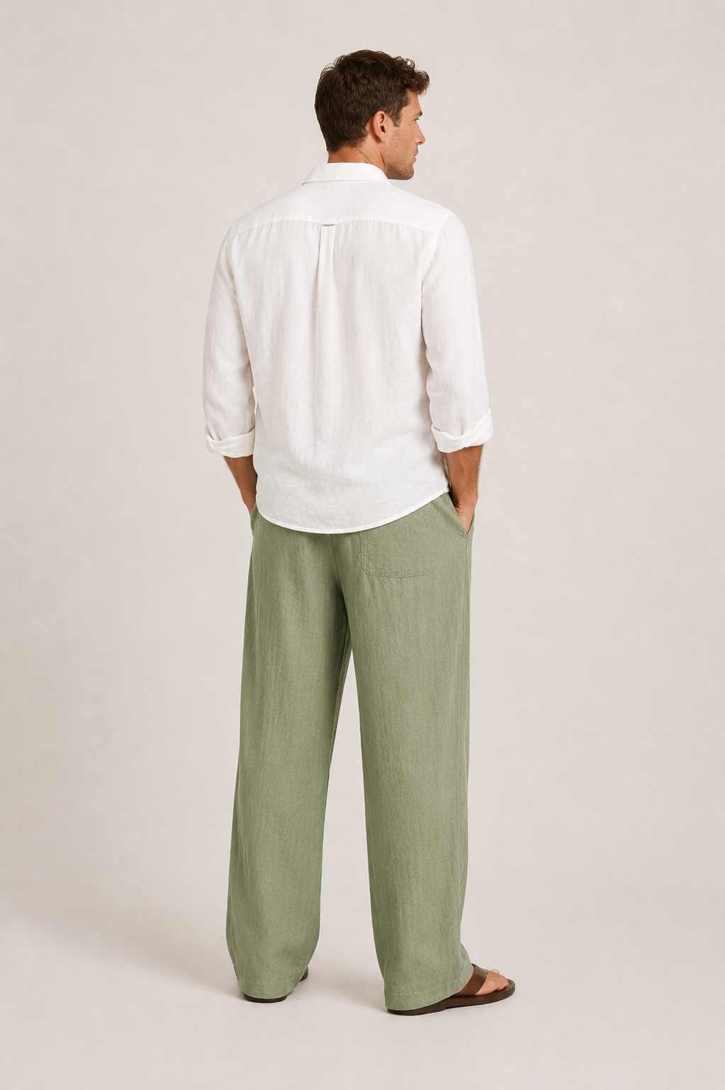 Pantalon droit en lin à taille élastiquée au style intemporel homme – Visconti